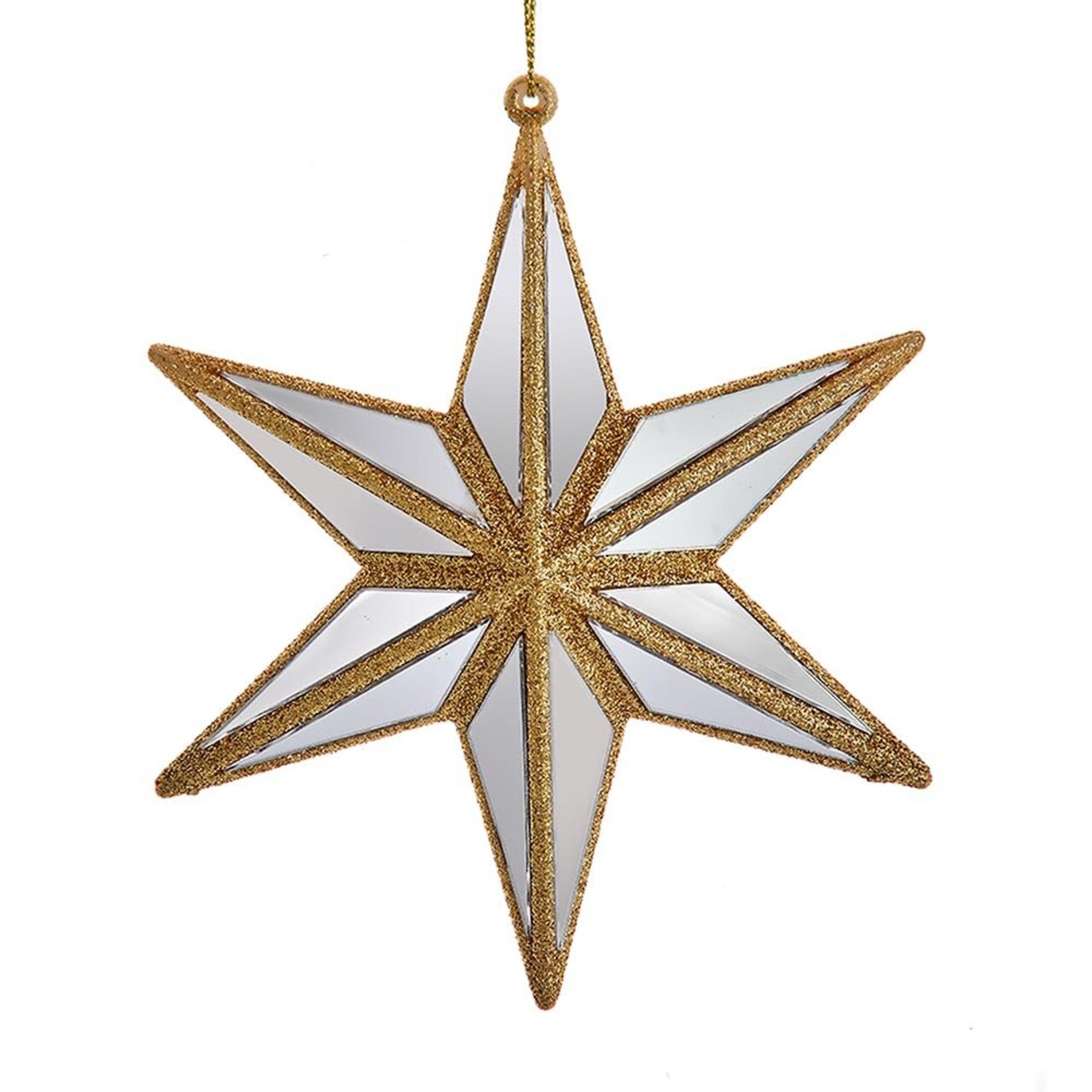 Kurt S. Adler Ivory and Gold Mirrored Star Christmas Ornament, 5 Inch